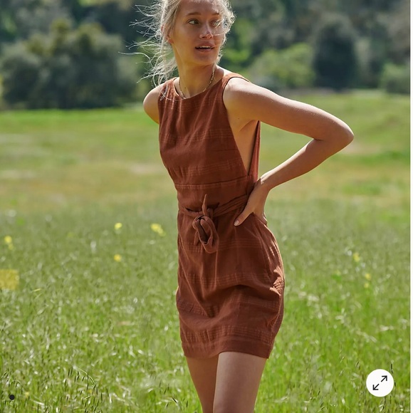 SOLD✨New FREE PEOPLE Zahara Linen Tie Waist Black Dress - Picture 1 of 7